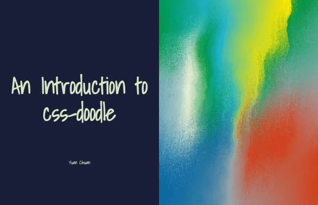 Title slide reading An Introduction to css-doodle, next to a colorful painted texture